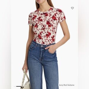 NEW L'AGENCE ressi fitted tee in black/red baroque floral